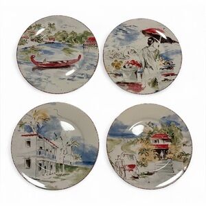 Set of 4 Vintage Pier 1 Destination 7.5" Luncheon Salad Dessert Appetizer Plates